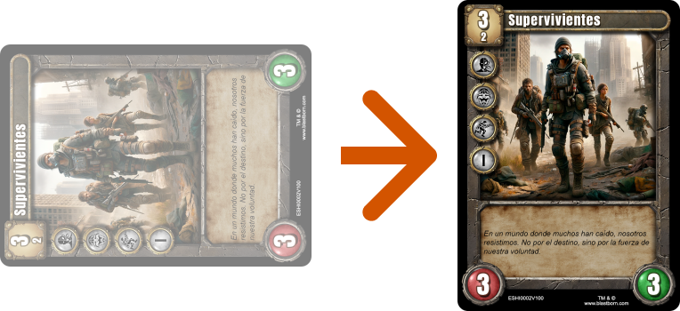 Example of an inactive card. The inactive card will remain horizontal and cannot perform any actions until it exits this state and is rotated to a vertical position. Example of an inactive card