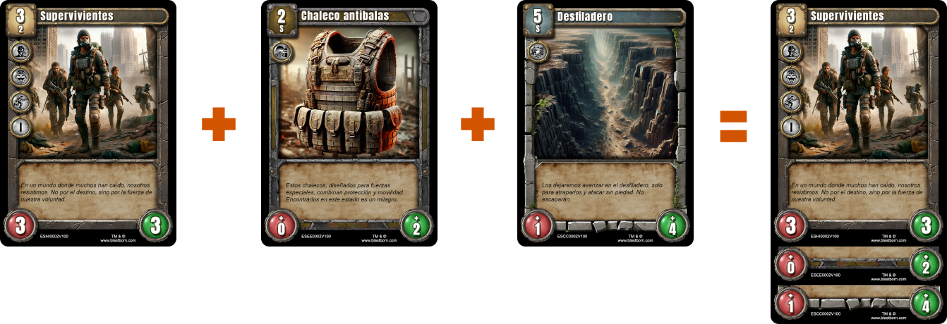 Ejemplo de combinación de carta de criatura y de cobertura Carta de ejemplo de combinación de criatura y cobertura.
