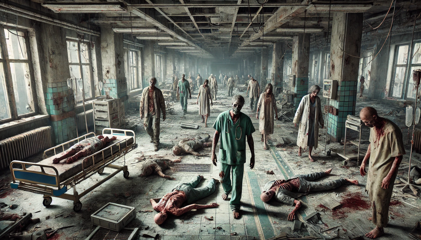 El hospital olvidado En los pasillos oscuros y desordenados de un hospital abandonado, los infectados deambulan en silencio. La mayoría son antiguos médicos y pacientes, quienes fueron dejados atrás por las fuerzas de defensa cuando huyeron ante la llegada de una horda.